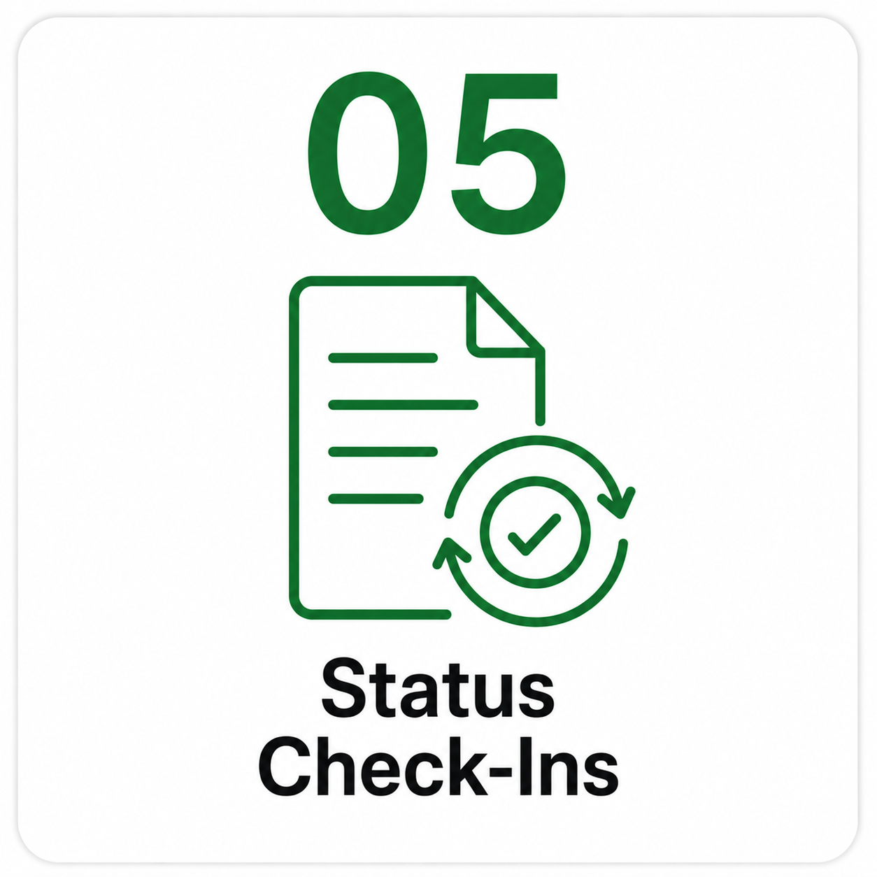 Step 5 of the tax services process Status check ins to monitor responses provide updates and help ensure all matters are completed successfully